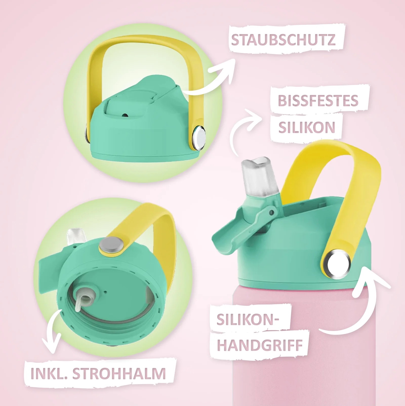 KYDS | Trinkflasche | Rosa-Bright Green 350 ml – Bild 3