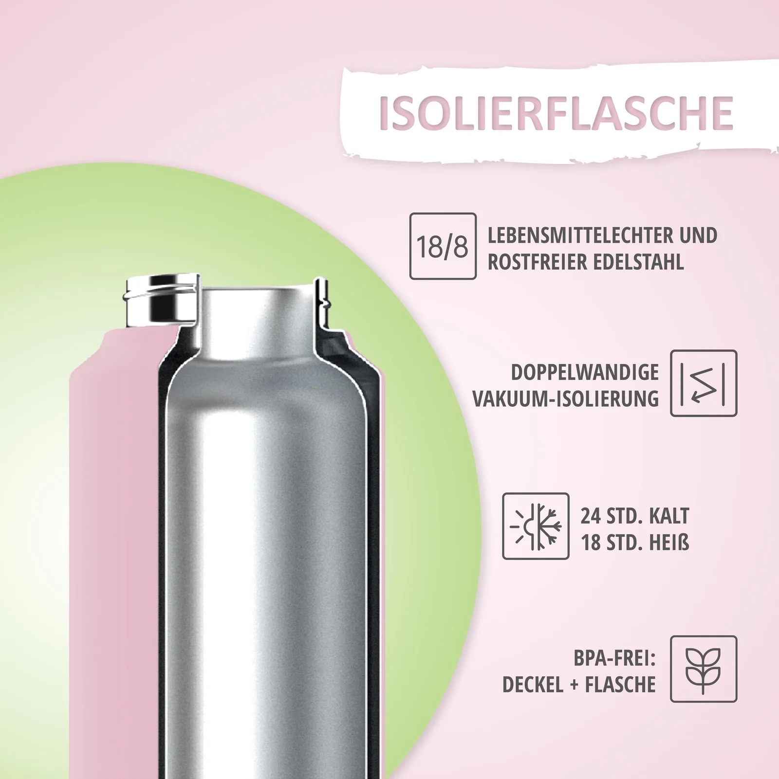 KYDS | Trinkflasche | Rosa-Bright Green 350 ml – Bild 4